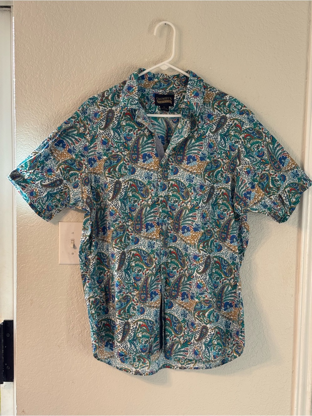 Daniel Cremieux Teal Paisley Short-Sleeve Button-Down Shirt